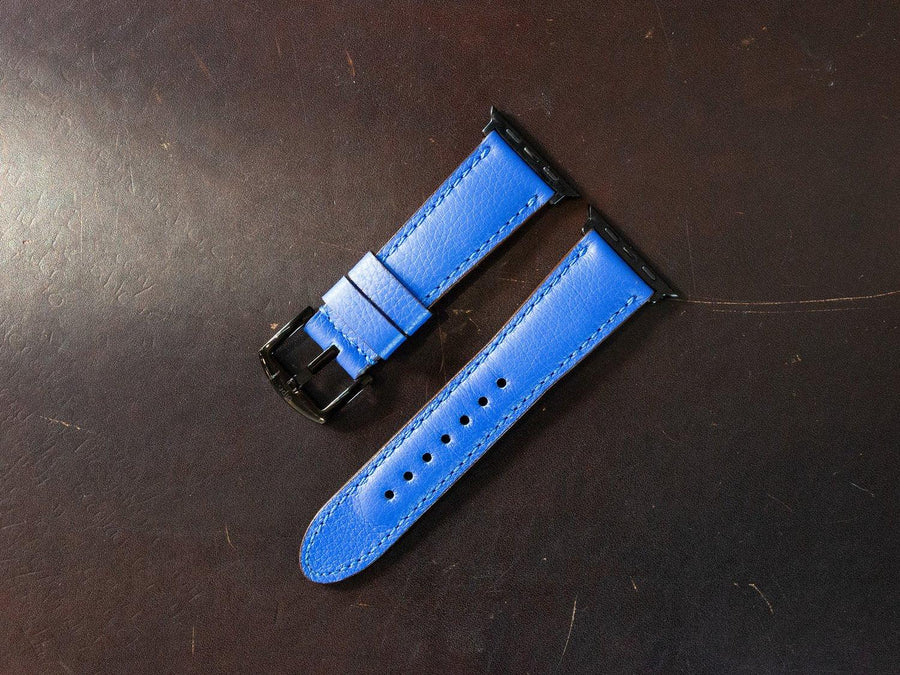 Italian Leather Apple Watch Band - Ultramarine iWatch Strap - olpr.
