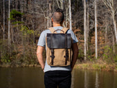 Men's Book Backpack Canvas and Leather - Camel