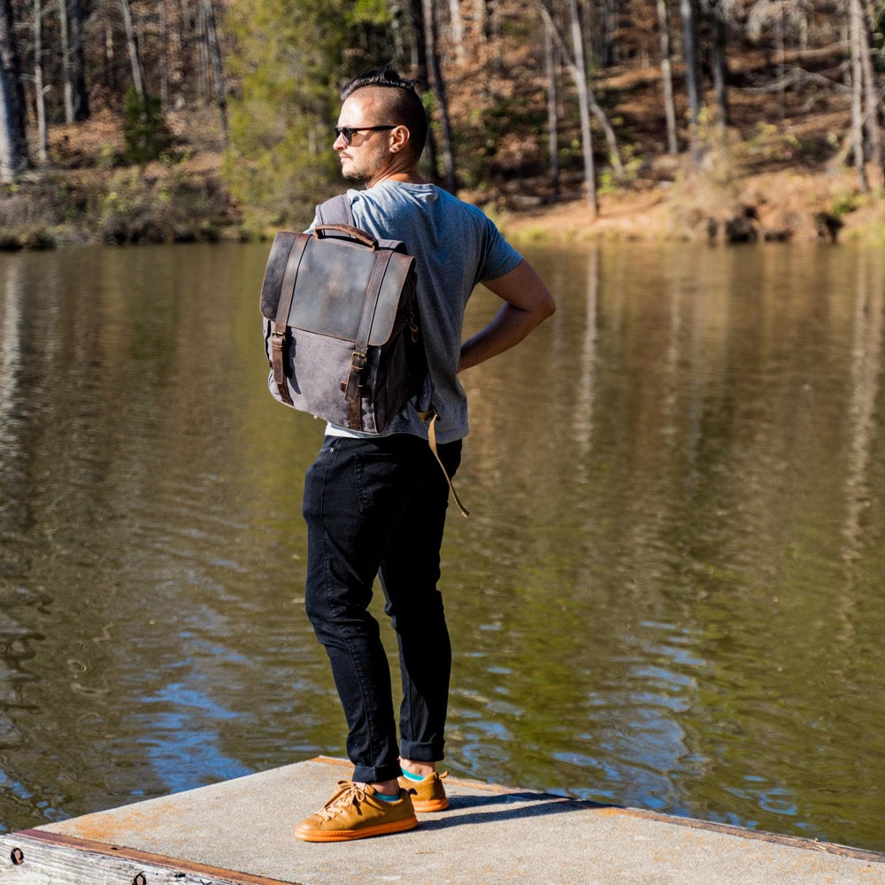 
                      
                        Men's Book Backpack Canvas and Leather - Charcoal
                      
                    