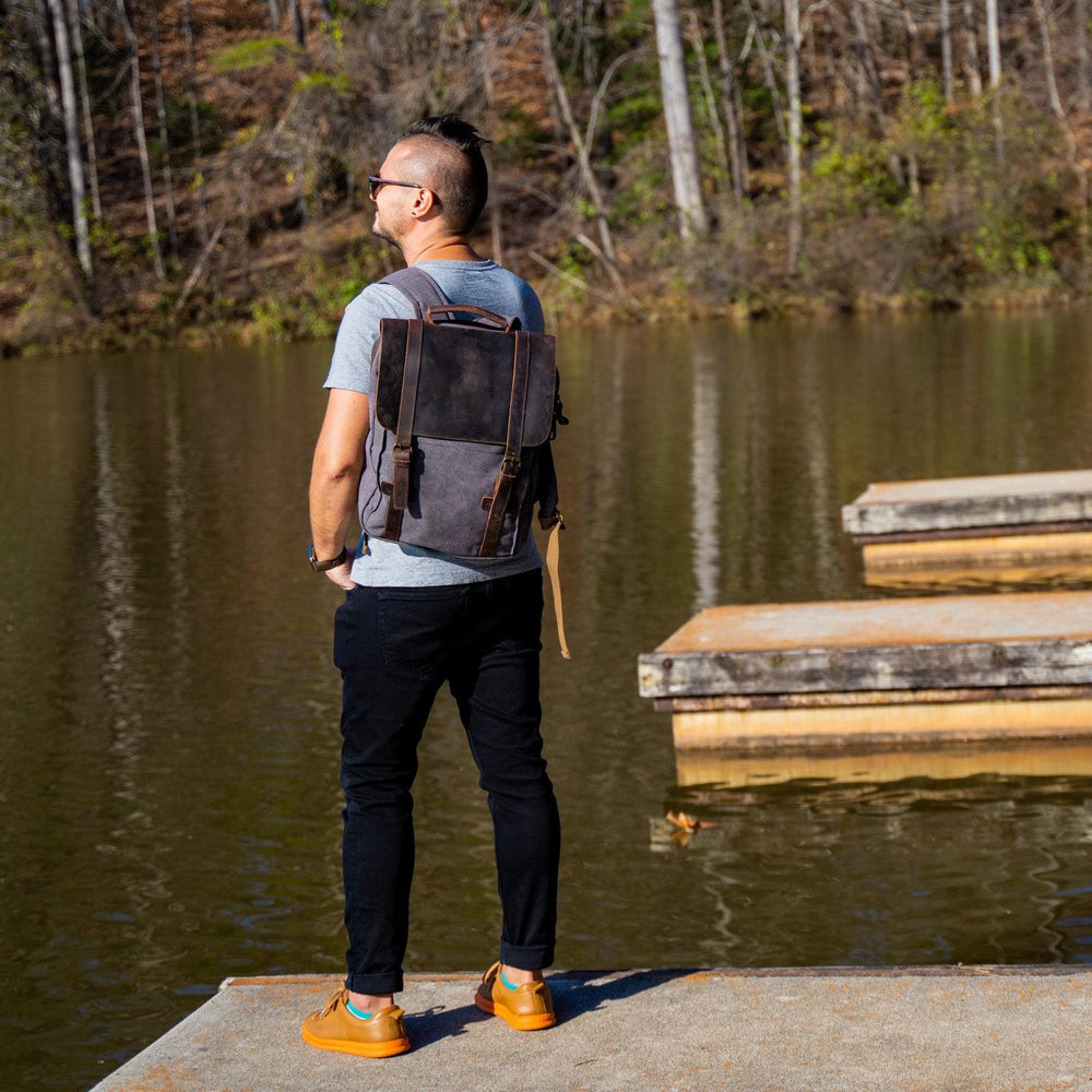 
                      
                        Men's Book Backpack Canvas and Leather - Charcoal
                      
                    