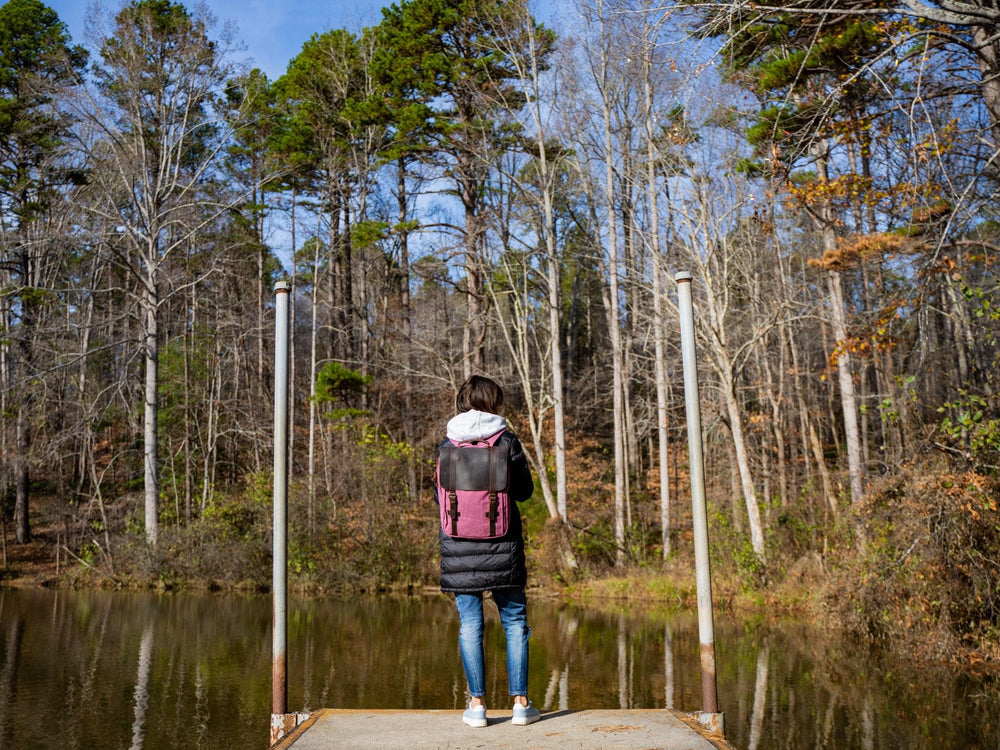 Book Backpack Canvas and Leather - Purple