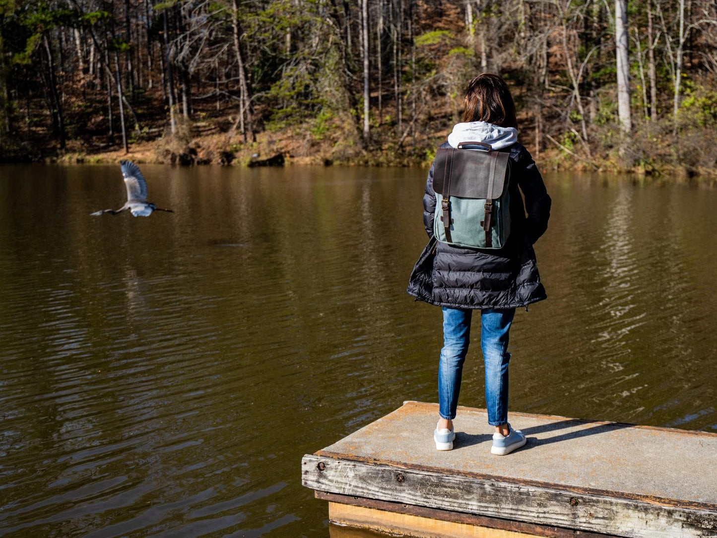 canvas leather backpack womens Women's Book Backpack Canvas and Leather - Teal