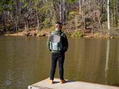 Men's Book Backpack Canvas and Leather - Teal
