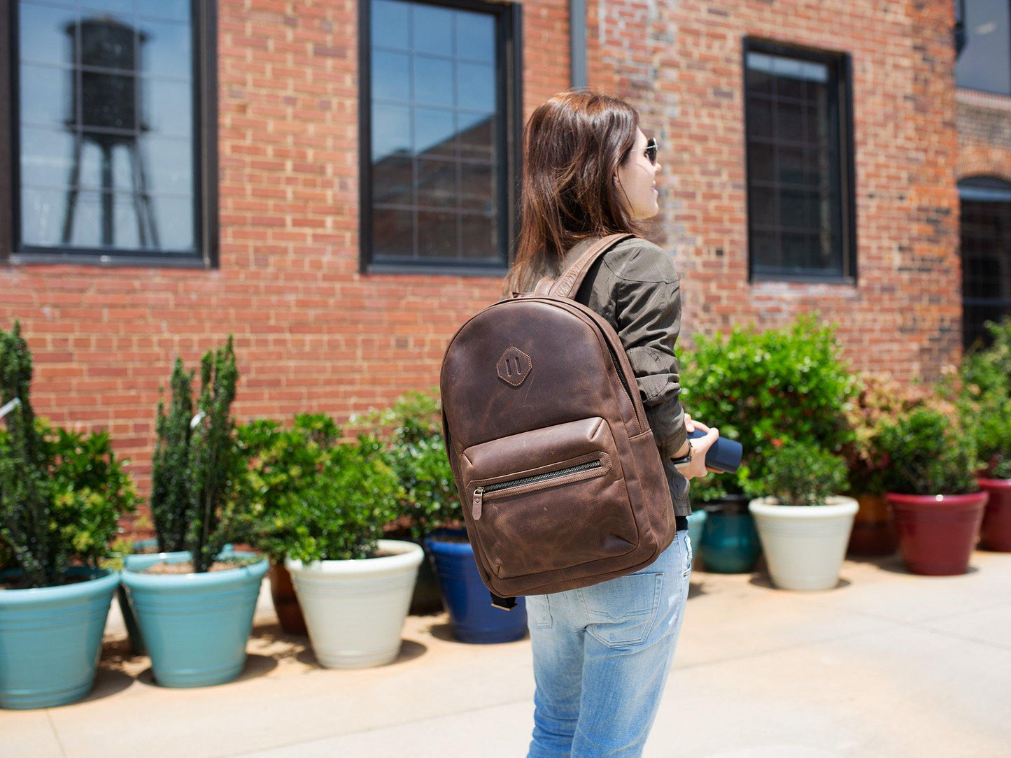 Crazy Horse Brown Leather Backpack - City Crazy Horse Brown Leather Backpack - City