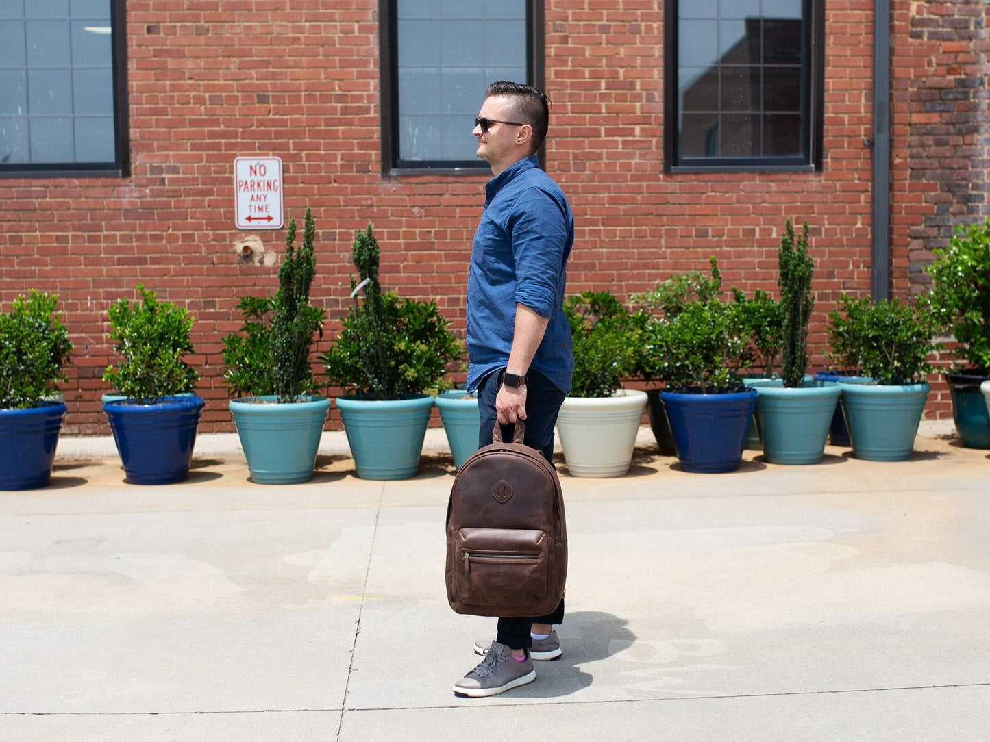 Crazy Horse Brown Leather Backpack - City Crazy Horse Brown Leather Backpack - City