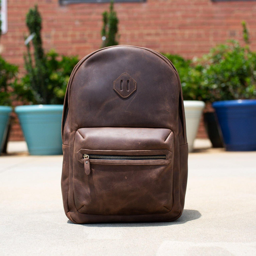 Crazy Horse Brown Leather Backpack - City Crazy Horse Brown Leather Backpack - City