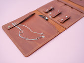 Handmade Leather Jewelry Case - Chocolate