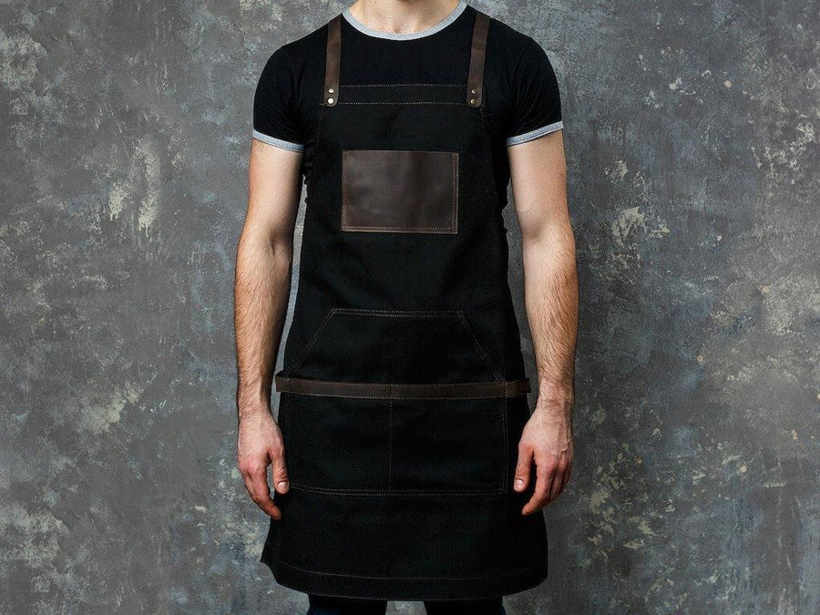 Canvas and Leather Apron - Black