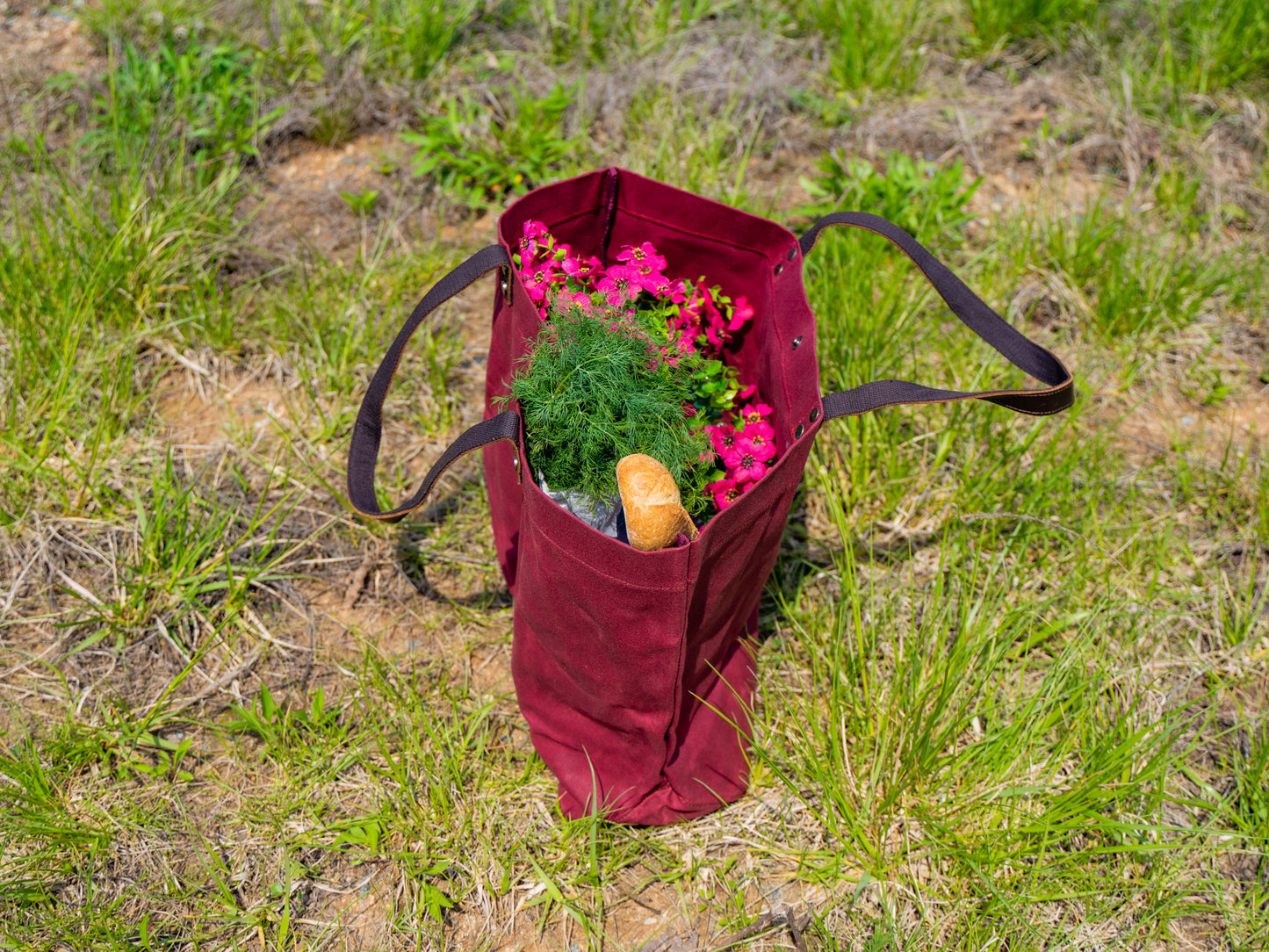 Waxed Canvas Tote Bag - Red