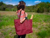 Waxed Canvas Tote Bag - Red
