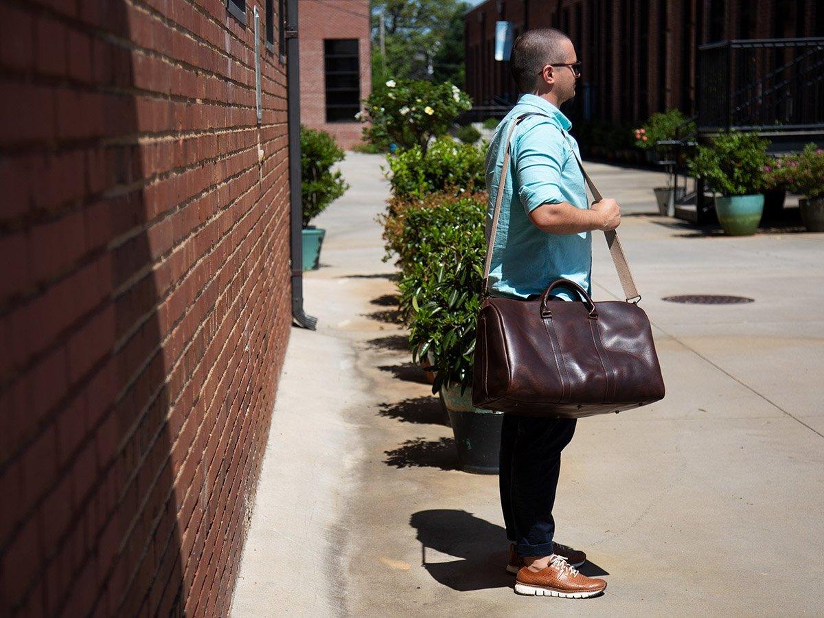 Horween Leather Duffle Bag - Chestnut Weekend Bag - olpr.