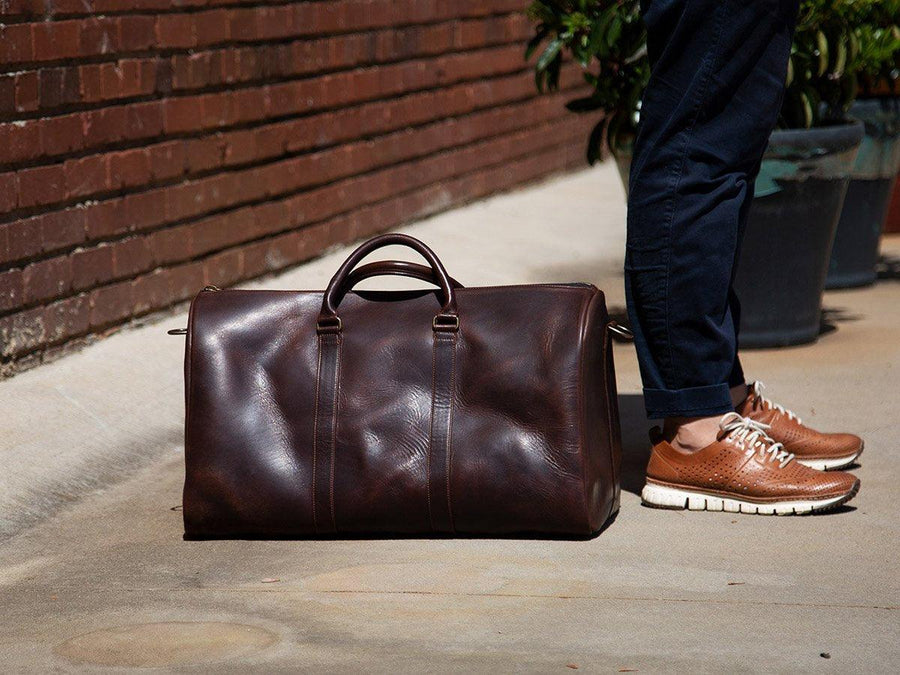 Horween Leather Duffle Bag - Chestnut Weekend Bag - olpr.