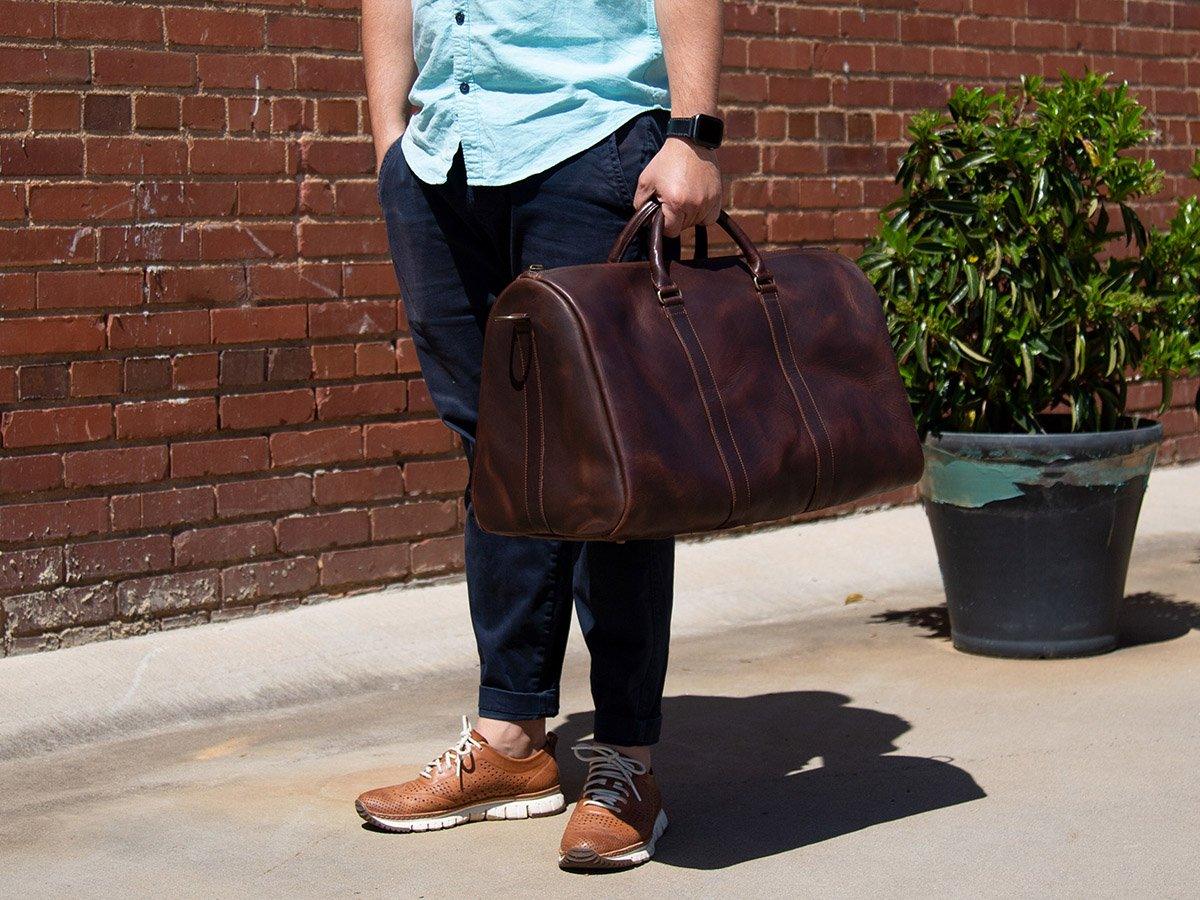 Horween Leather Duffle Bag - Chestnut Weekend Bag - olpr.