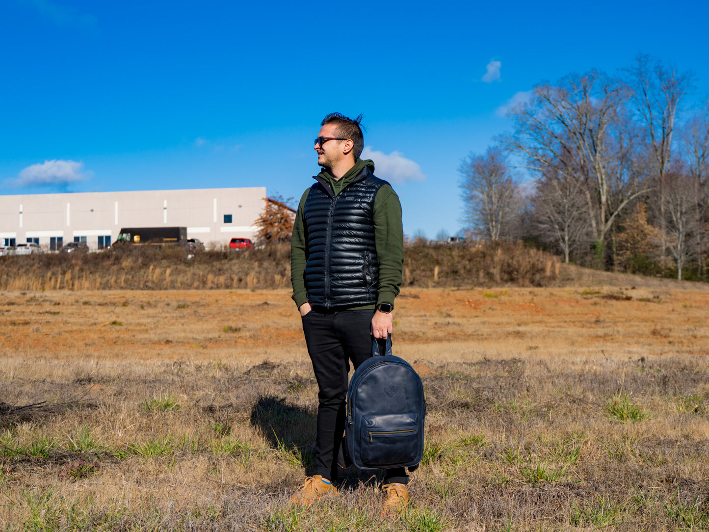 Crazy Horse Leather Backpack City - Navy Backpack - olpr.