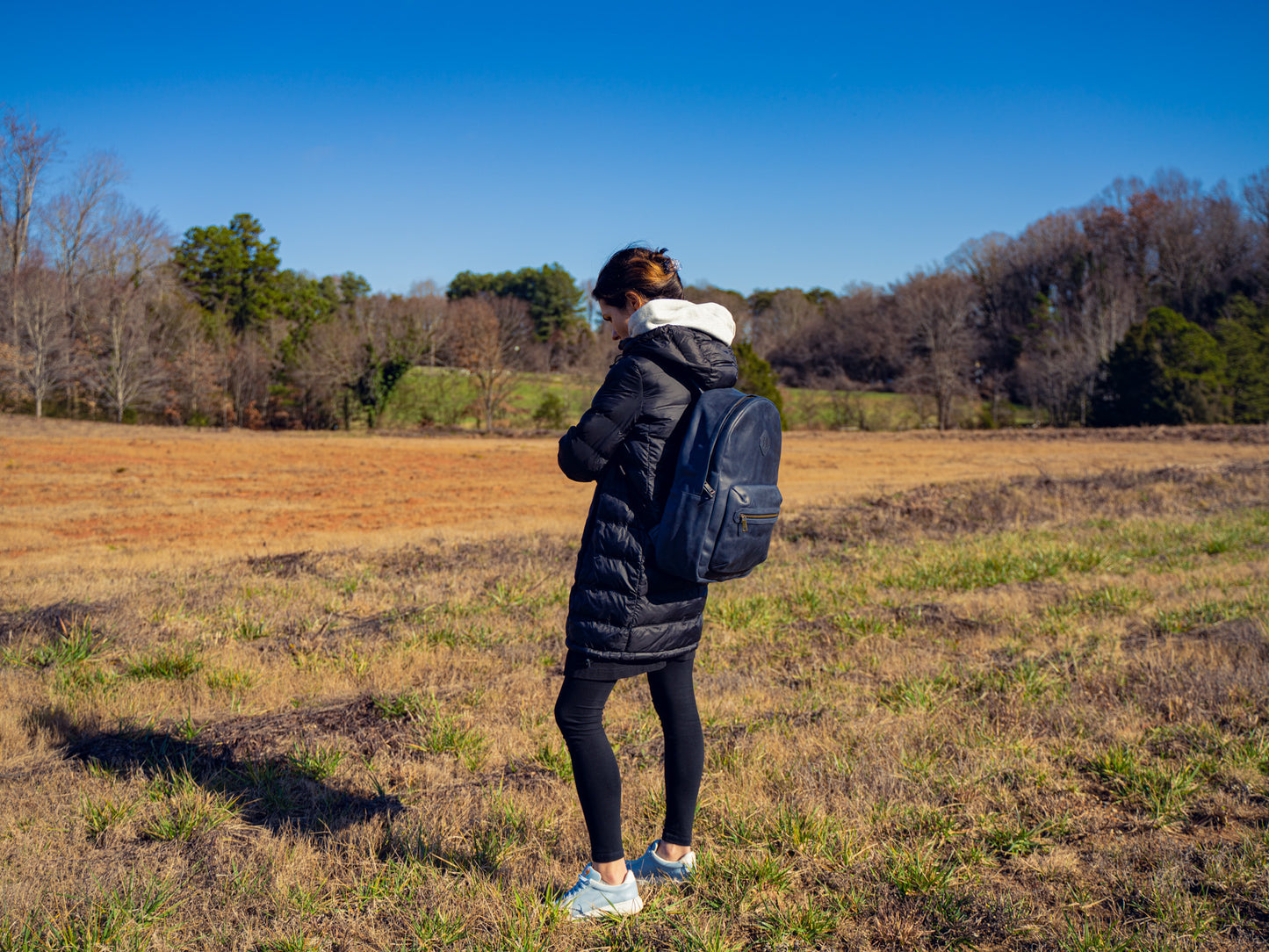 Crazy Horse Leather Backpack City - Navy Backpack - olpr.