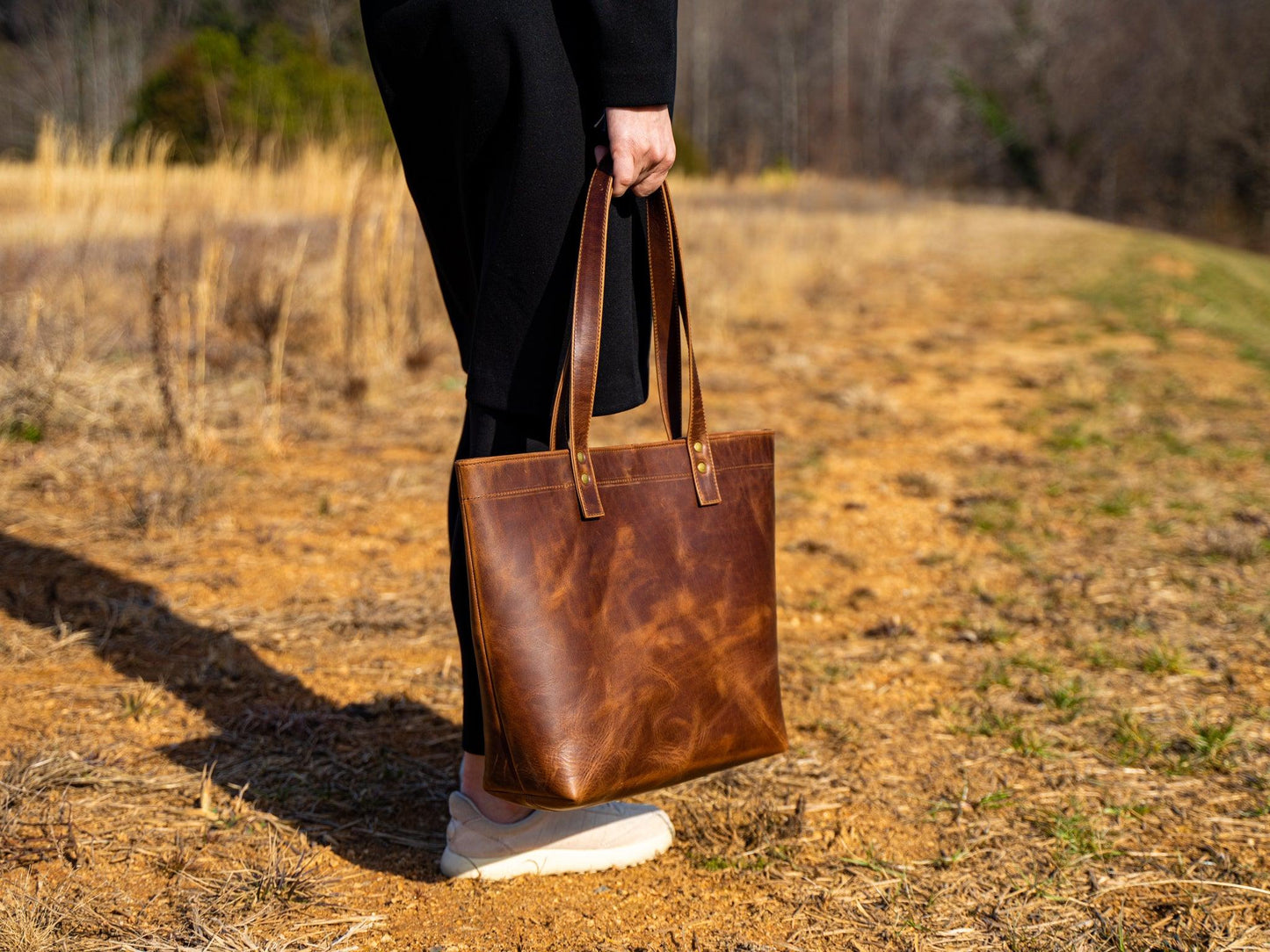 Milwaukee Leather Tote Bag - Chestnut Tote Bag - olpr.