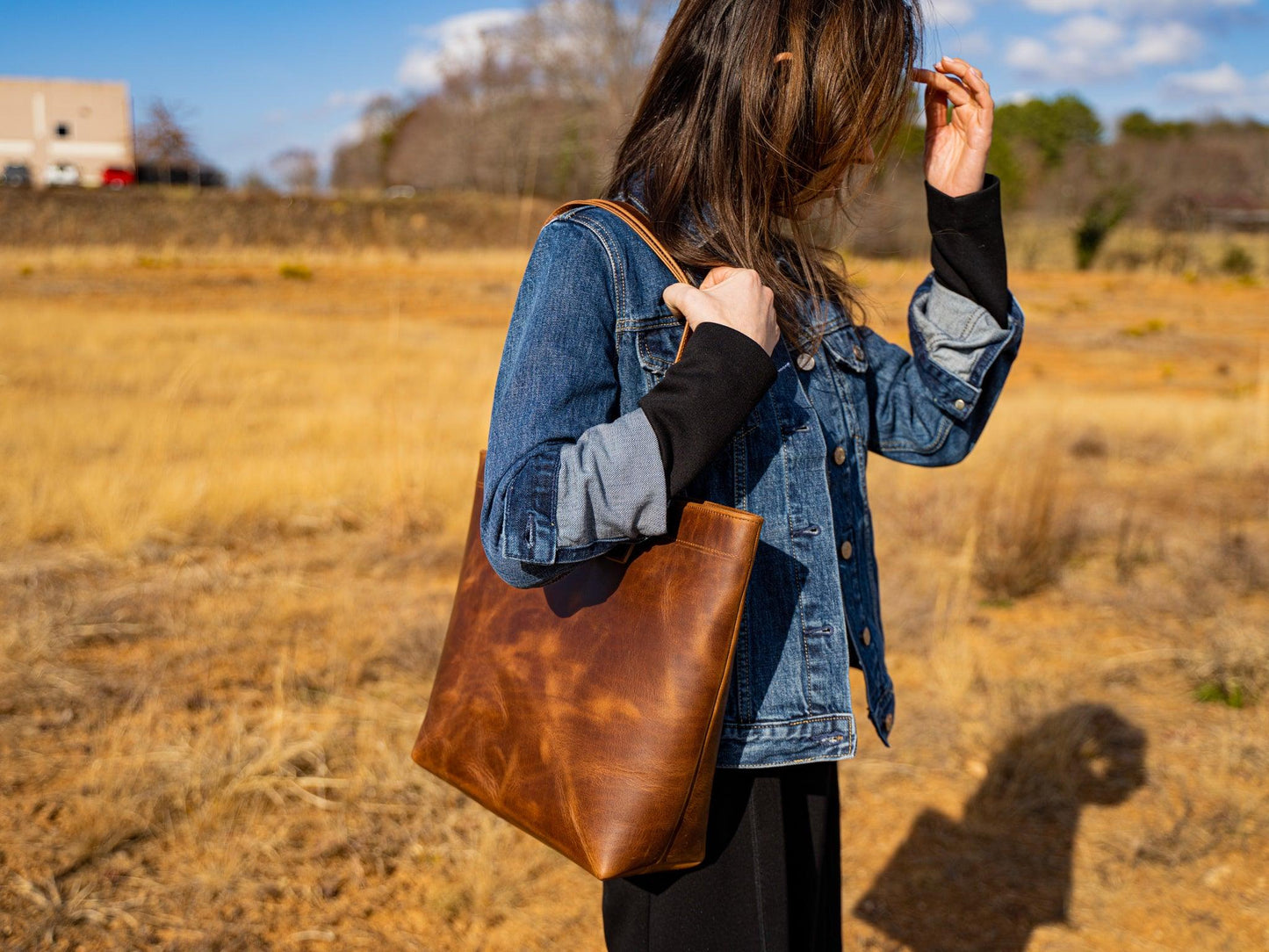 Milwaukee Leather Tote Bag - Chestnut Tote Bag - olpr.