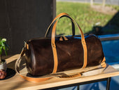 Milwaukee Brown Leather Travel Bag Weekend Bag - olpr.