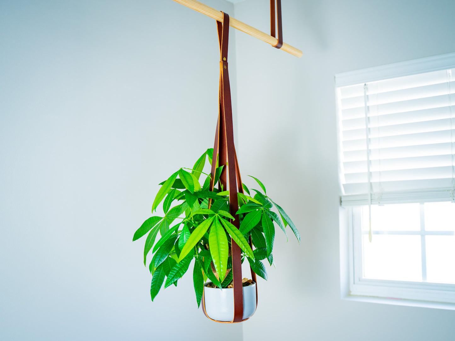 Leather Flower Pot Hanger - Chestnut