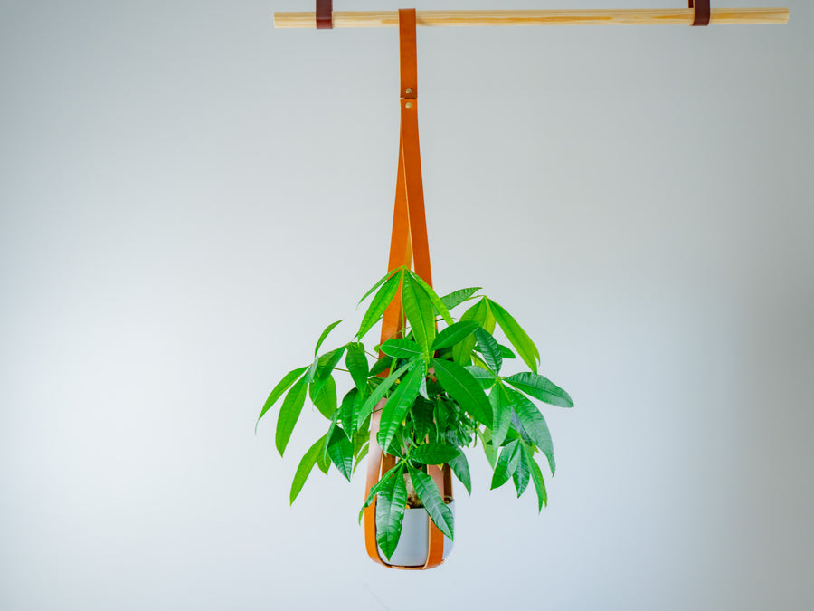 Leather Flower Pot Hanger - Natural