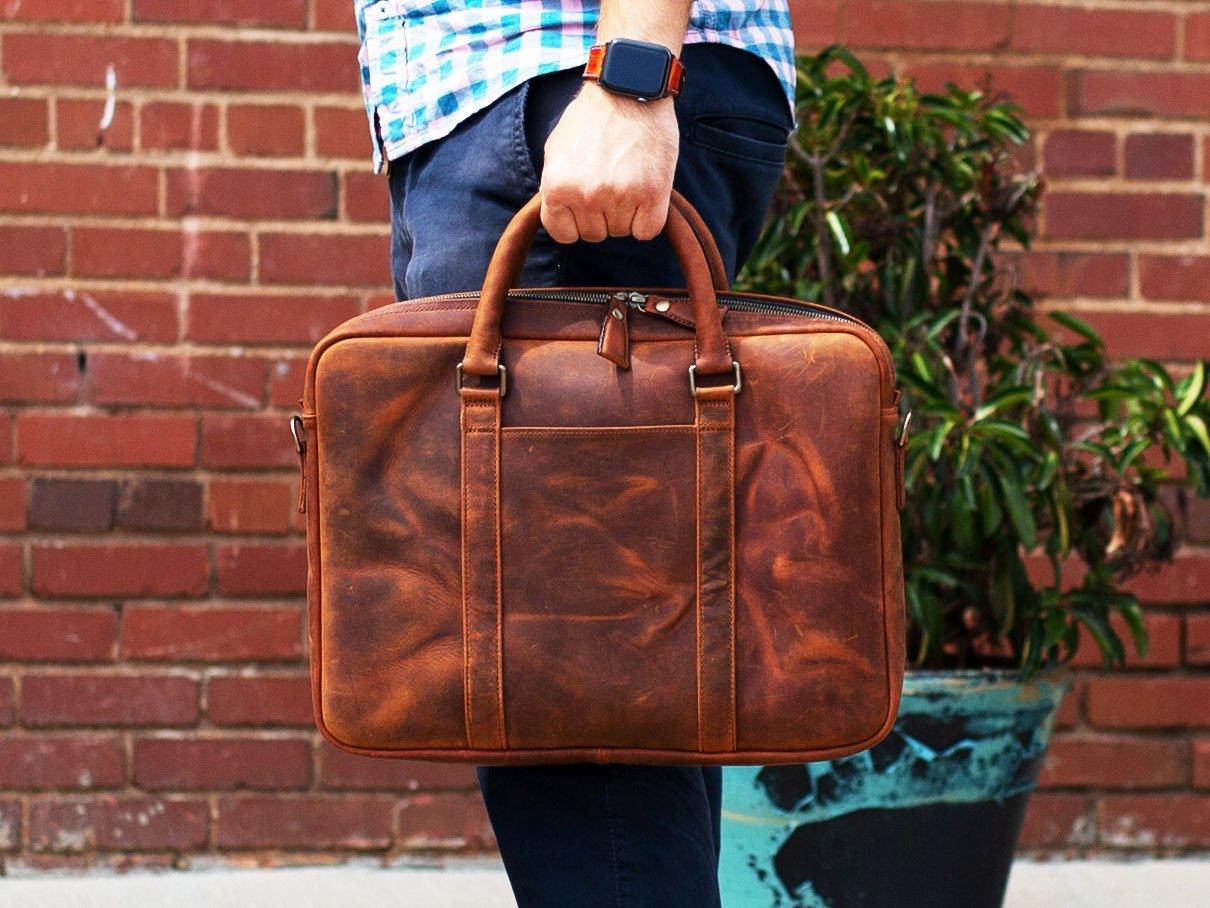 Laptop Bag For Men Milwaukee Leather - Tan Computer Bag - olpr.