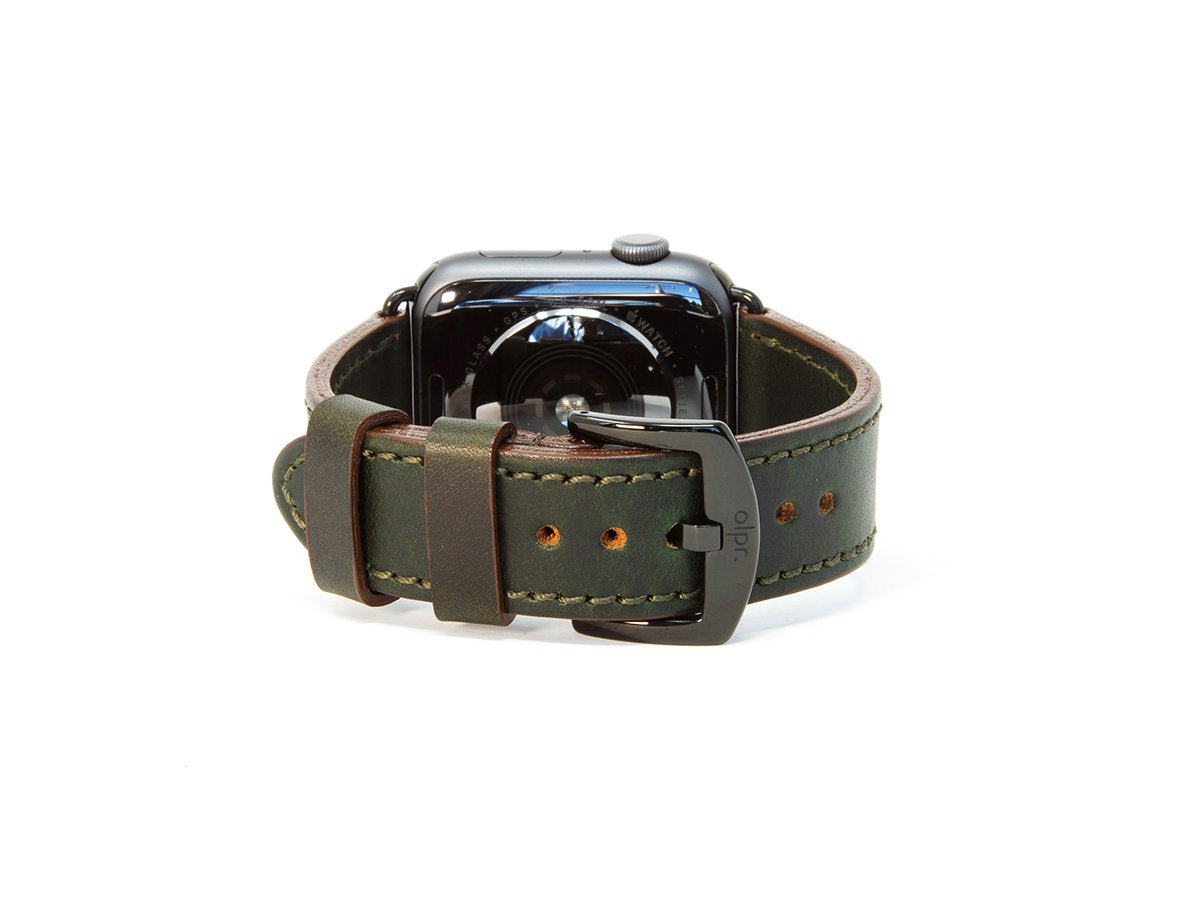 Honcho Leather Apple Watch Band - Green Moss iWatch Strap - olpr.