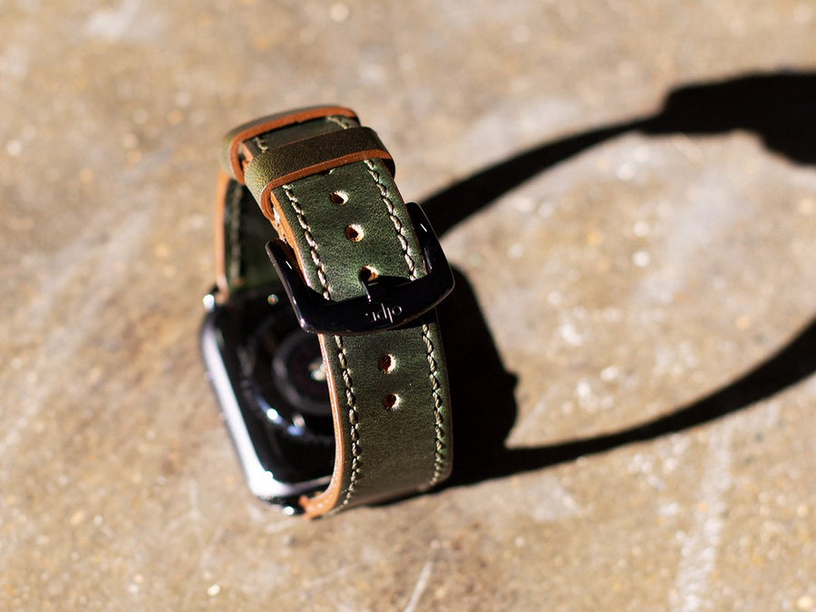 Honcho Leather Apple Watch Band - Green Moss iWatch Strap - olpr.
