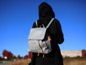 Leather Vinka Backpack - Grey Luggage & Bags - olpr.