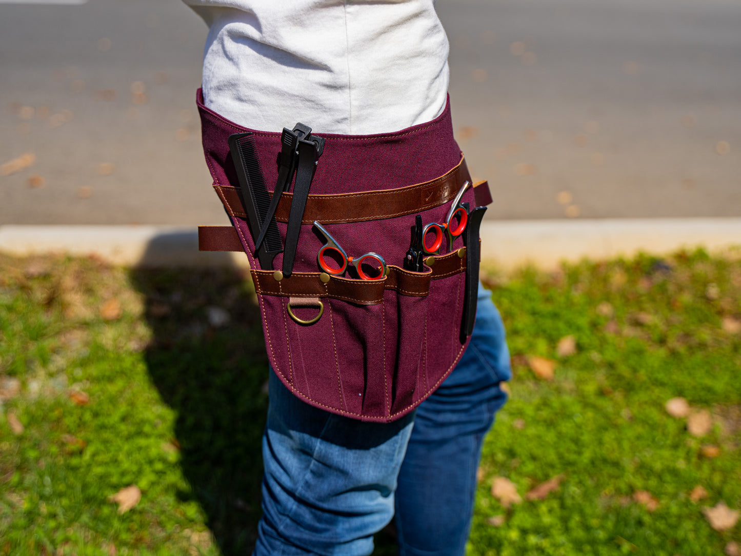 Hairdresser Scissor Bag - Burgundy Tool Pouch - olpr.