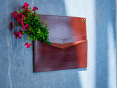 Leather Horizontal Mail Box with 2 Pockets - Chestnut