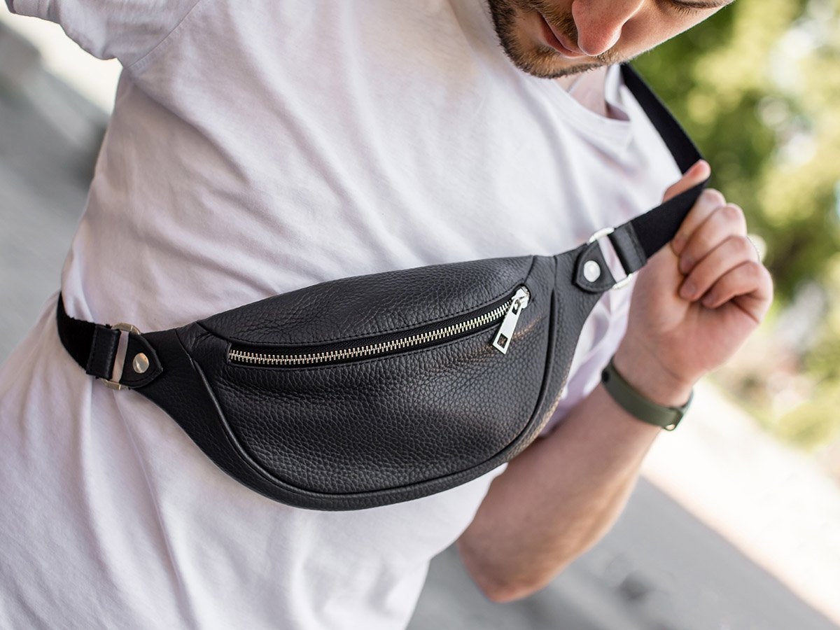 Black Leather popular Belt Bag