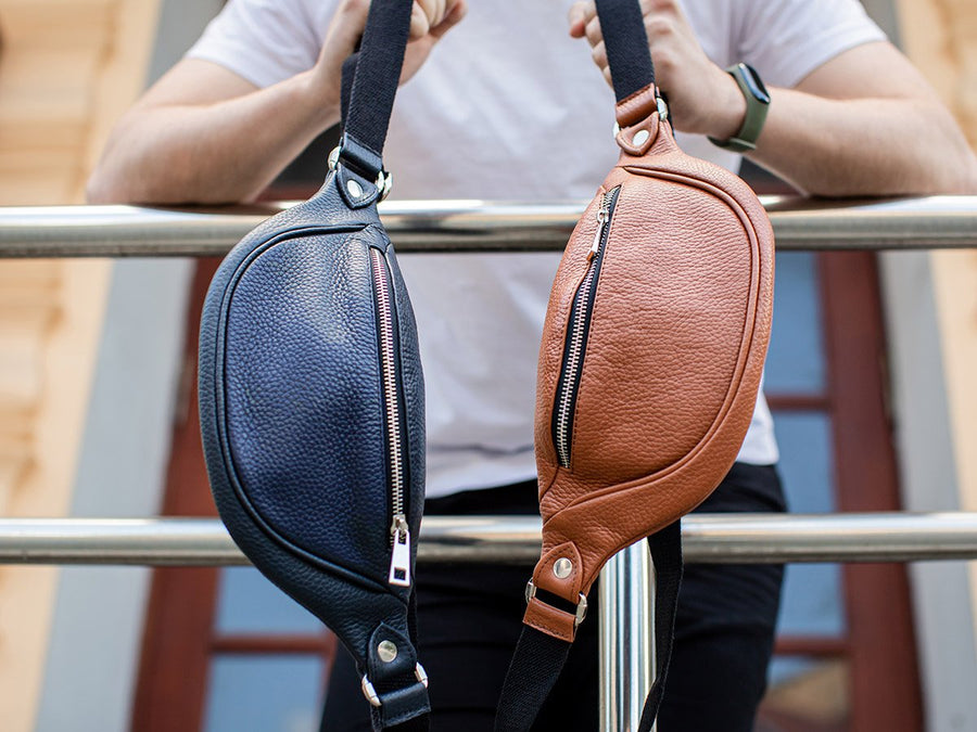 Soft Leather Belt Bag - Navy Waist Bag - olpr.