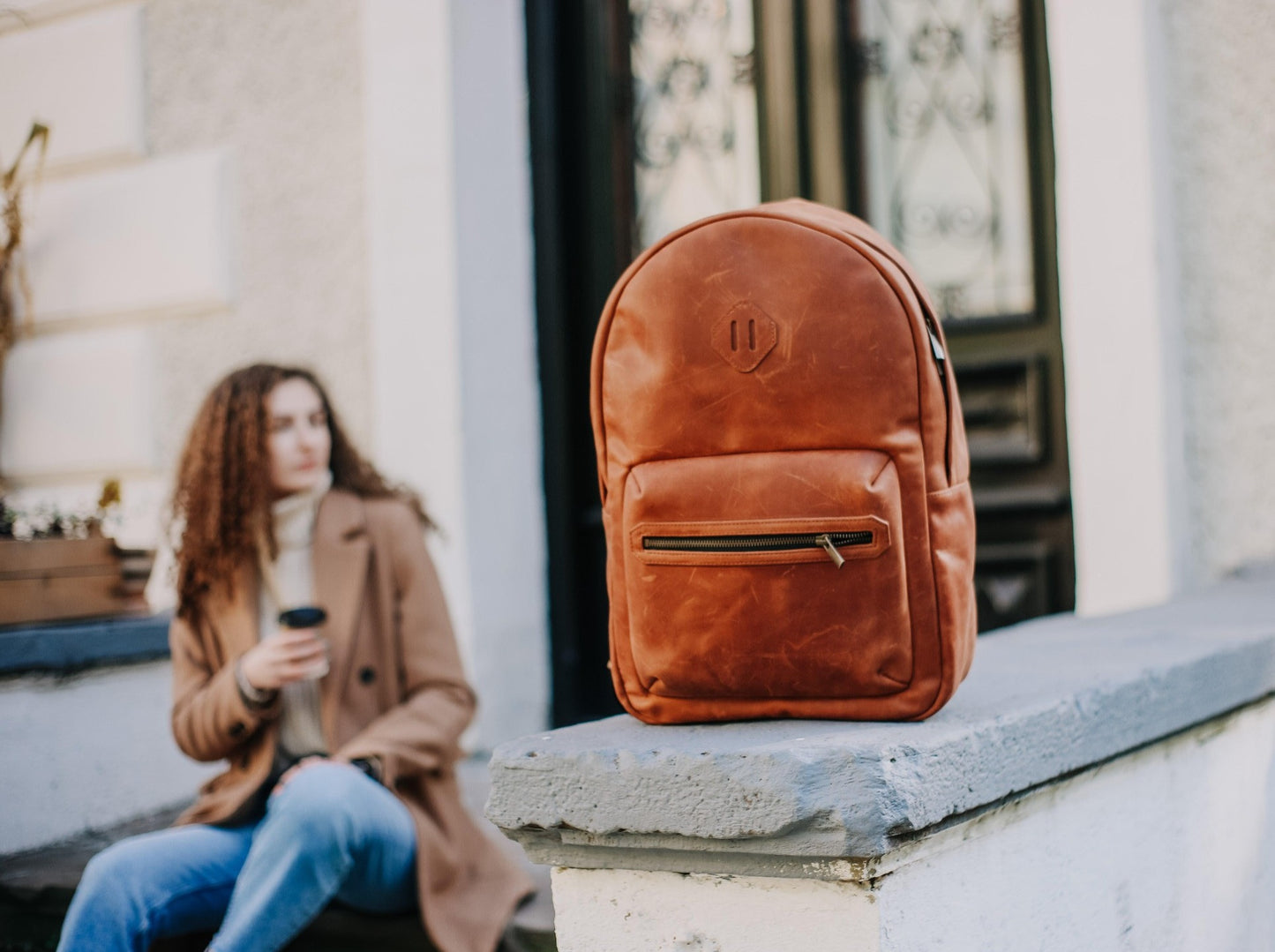 Women`s Crazy Horse Leather Backpack City - Chocolate Women`s Crazy Horse Leather Backpack City - Chocolate