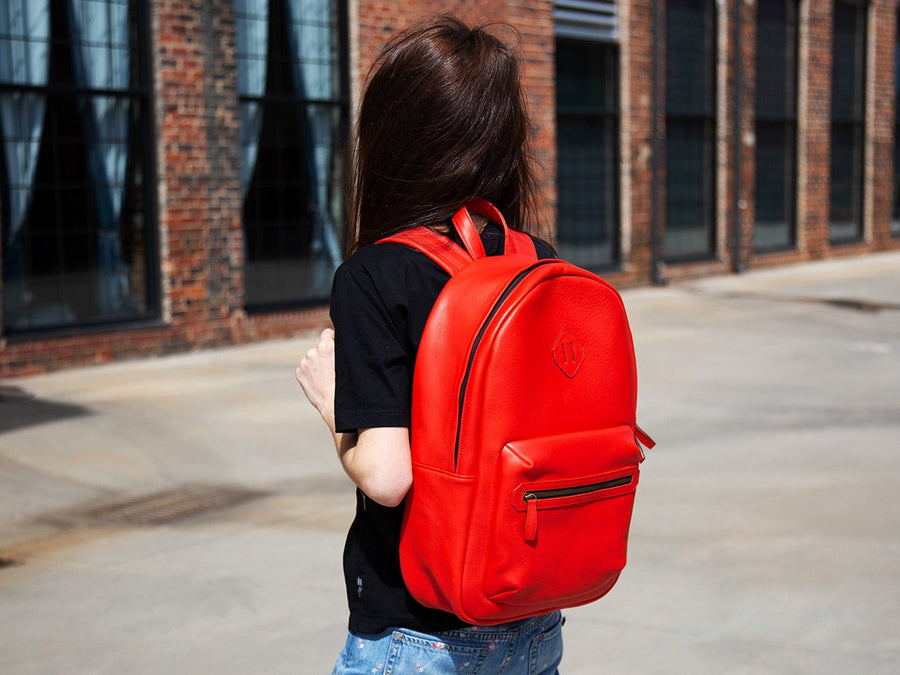 Italian Leather Backpack City - Red Backpack - olpr.