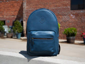 Italian Leather Backpack City - Blue Backpack - olpr.