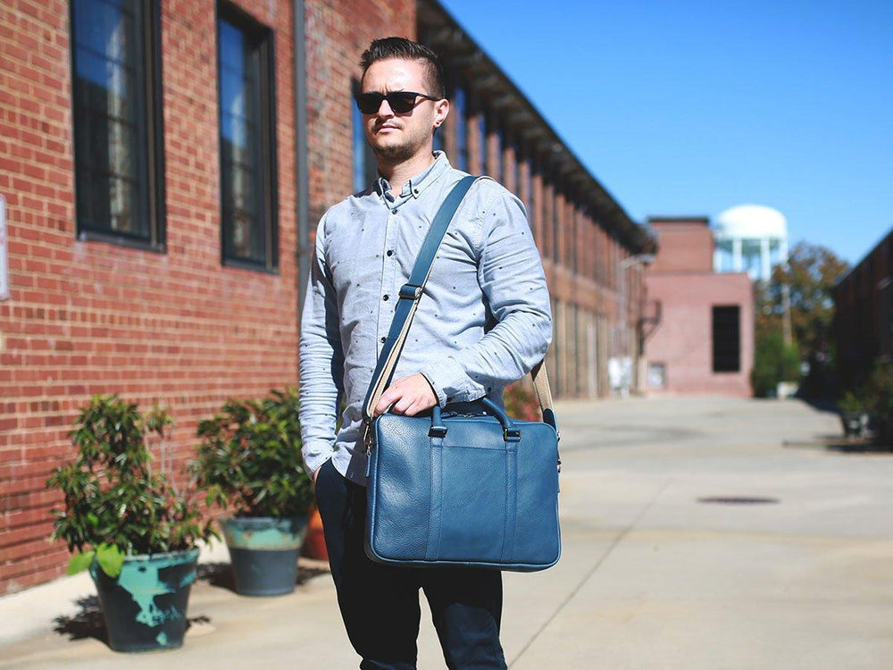 
                      
                        Leather Computer Bag - Blue Computer Bag - olpr.
                      
                    
