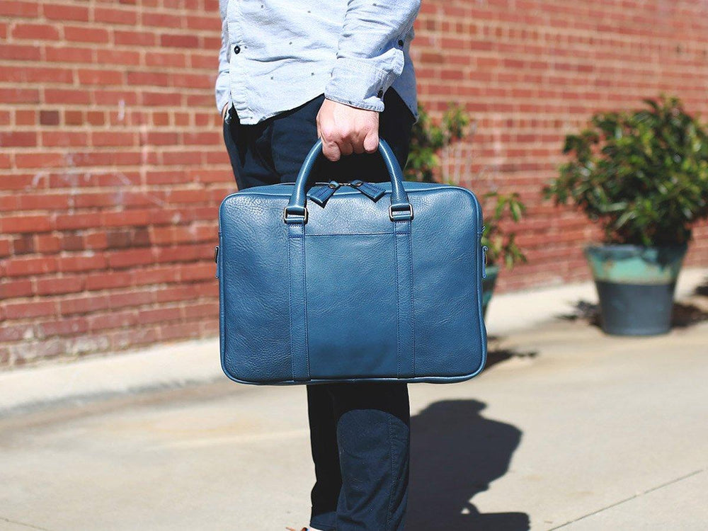 Leather Computer Bag - Blue Computer Bag - olpr.