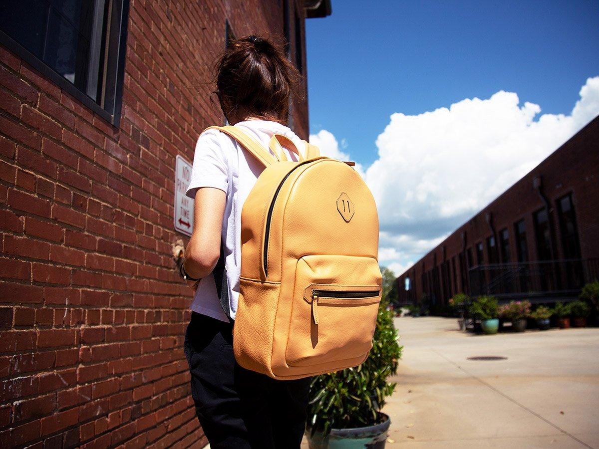 cream backpack leather Italian Leather Backpack City