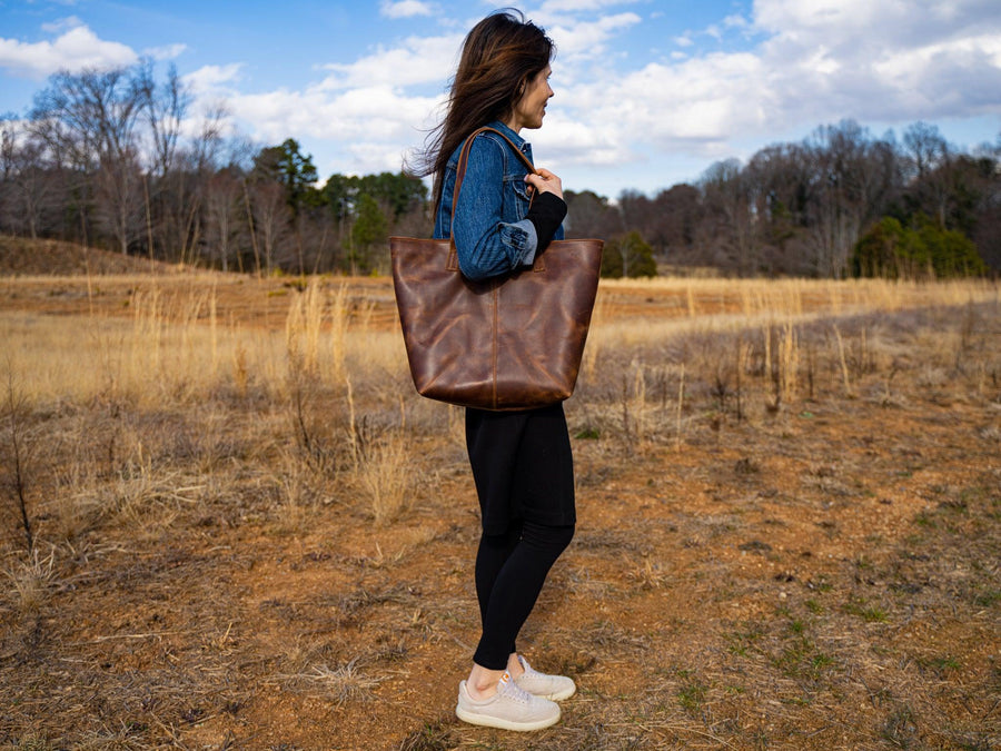 Chestnut Brown Leather Tote Handbag