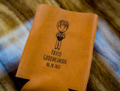 Wedding Leather Coozie Groomsman - Natural Coozie - olpr.