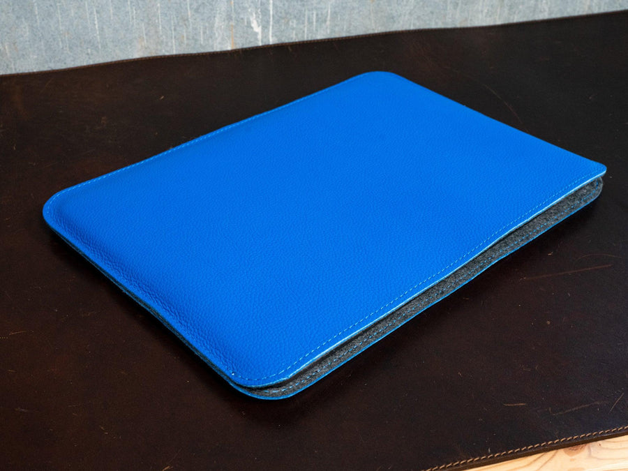 Leather Macbook Sleeve With Wool Lining - Blue Pro & Air Case - olpr.