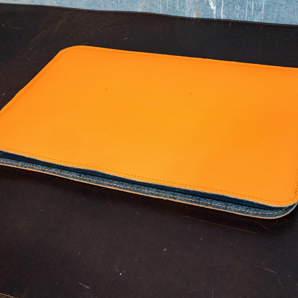 Leather Macbook Sleeve With Wool Lining - Orange  - olpr.