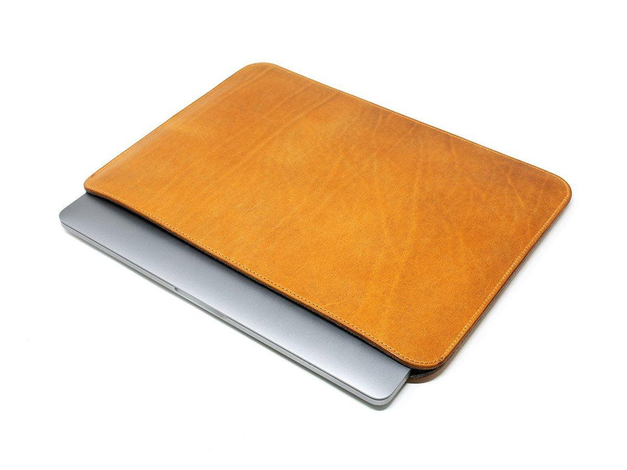 Leather Macbook Sleeve With Wool Lining - Natural
