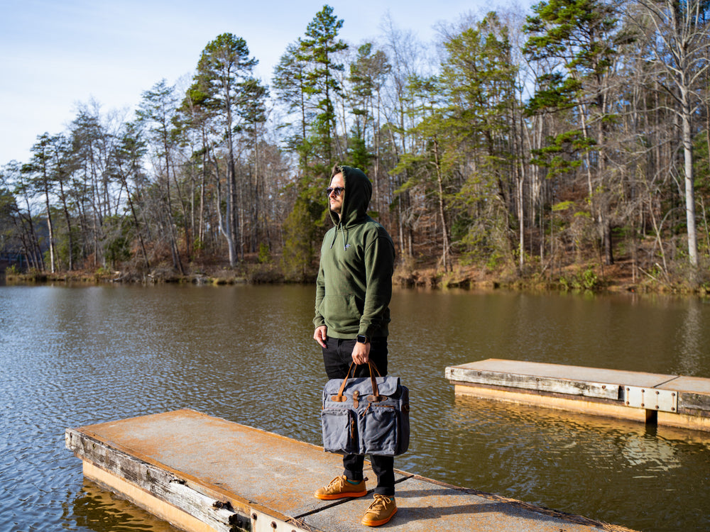 Canvas and Leather Briefcase Marty - Charcoal Briefcase - olpr.