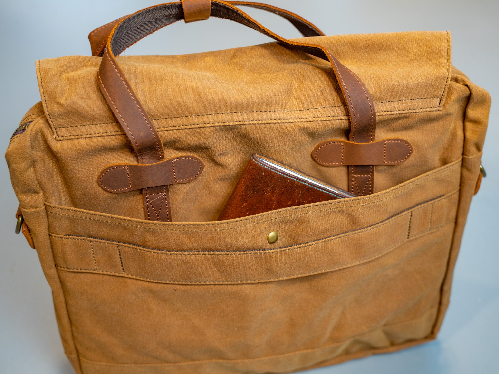 Olpr. Canvas and Leather Briefcase Marty Camel