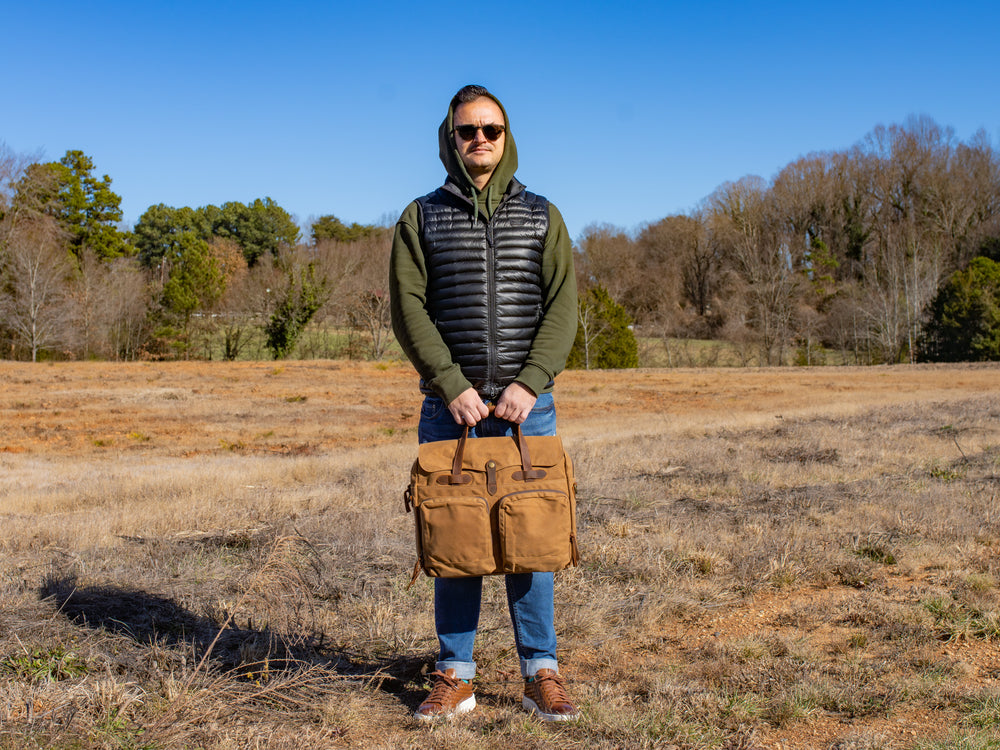 Canvas and Leather Briefcase Marty - Camel Briefcase - olpr.