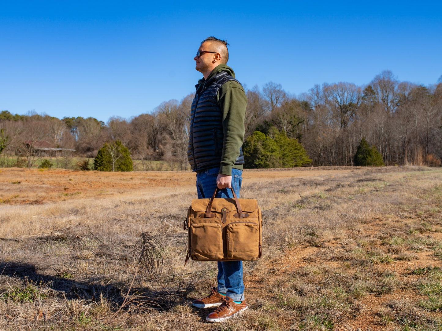 Canvas and Leather Messenger Bag Marty