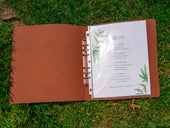 Mexican Leather Simple Menu with 6 Rings - Chestnut