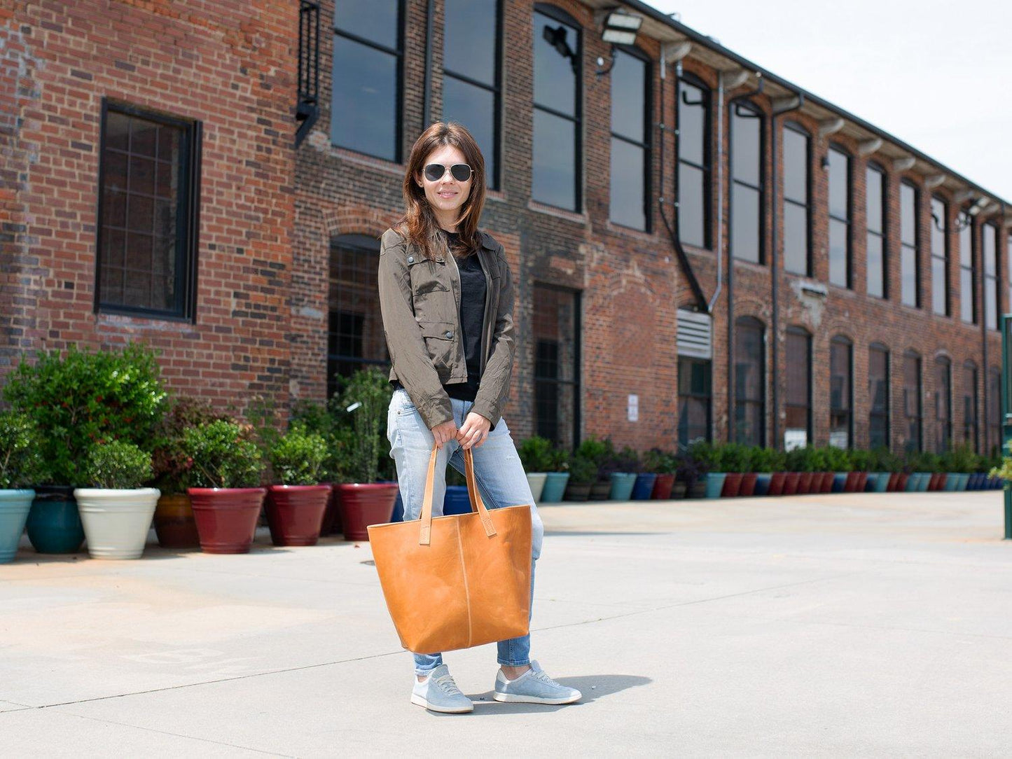 Leather Tote Bag Jess - Natural Women Bag - olpr.