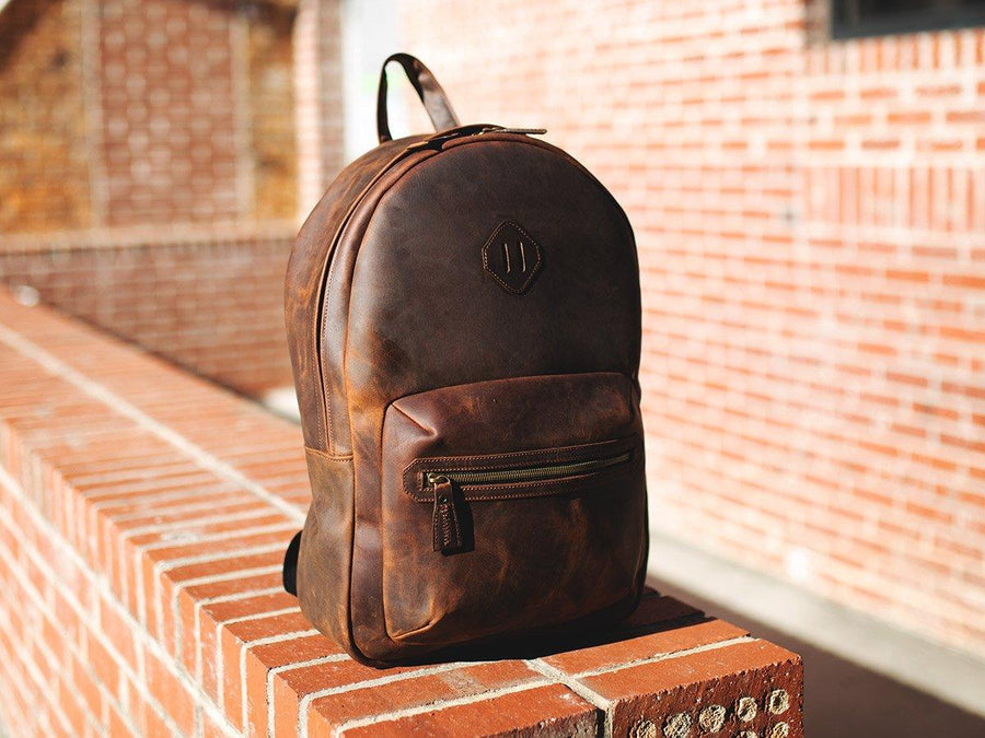 Handmade Leather Backpack - Dark Brown Castor
